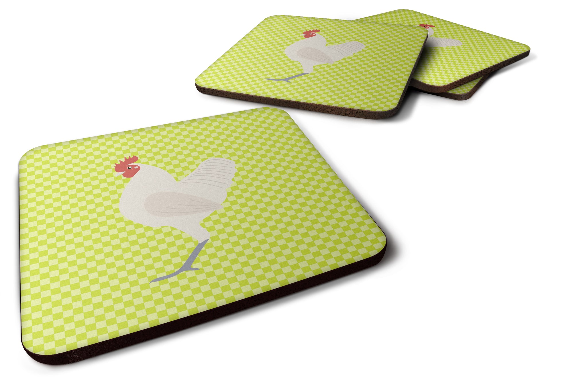 German Langshan Chicken Green Foam Coaster Set of 4 BB7663FC - the-store.com