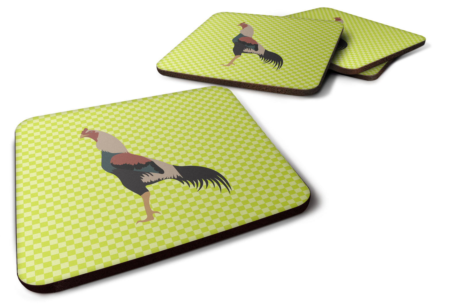 Kulang Chicken Green Foam Coaster Set of 4 BB7664FC - the-store.com