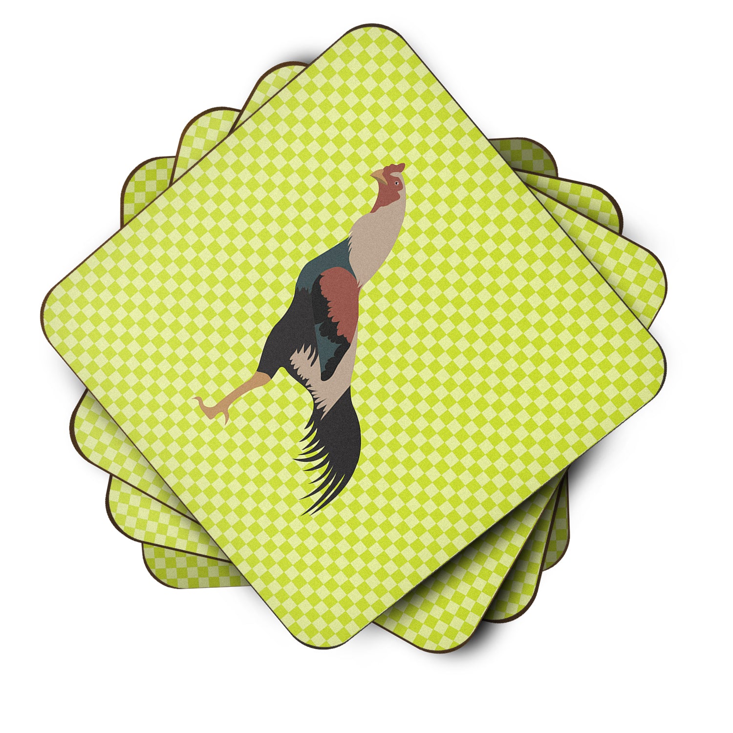 Kulang Chicken Green Foam Coaster Set of 4 BB7664FC - the-store.com