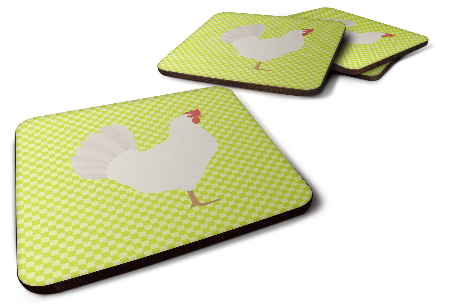 Leghorn Chicken Green Foam Coaster Set of 4 BB7666FC - the-store.com