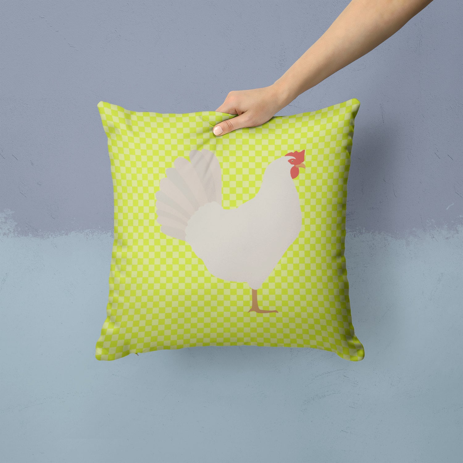 Leghorn Chicken Green Fabric Decorative Pillow BB7666PW1414 - the-store.com