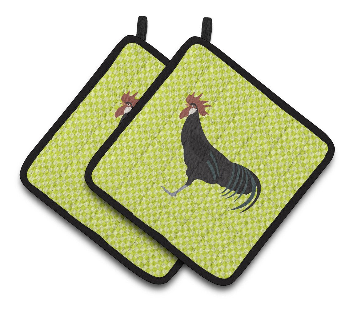 Minorca Ctalalan Chicken Green Pair of Pot Holders BB7667PTHD by Caroline&#39;s Treasures