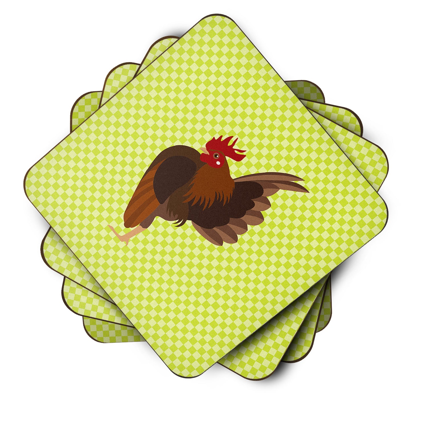 Malaysian Serama Chicken Green Foam Coaster Set of 4 BB7668FC - the-store.com