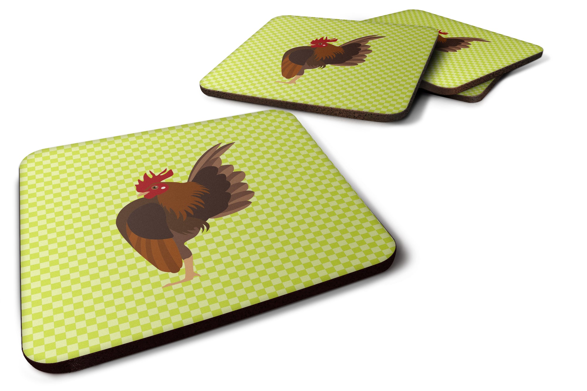 Malaysian Serama Chicken Green Foam Coaster Set of 4 BB7668FC - the-store.com