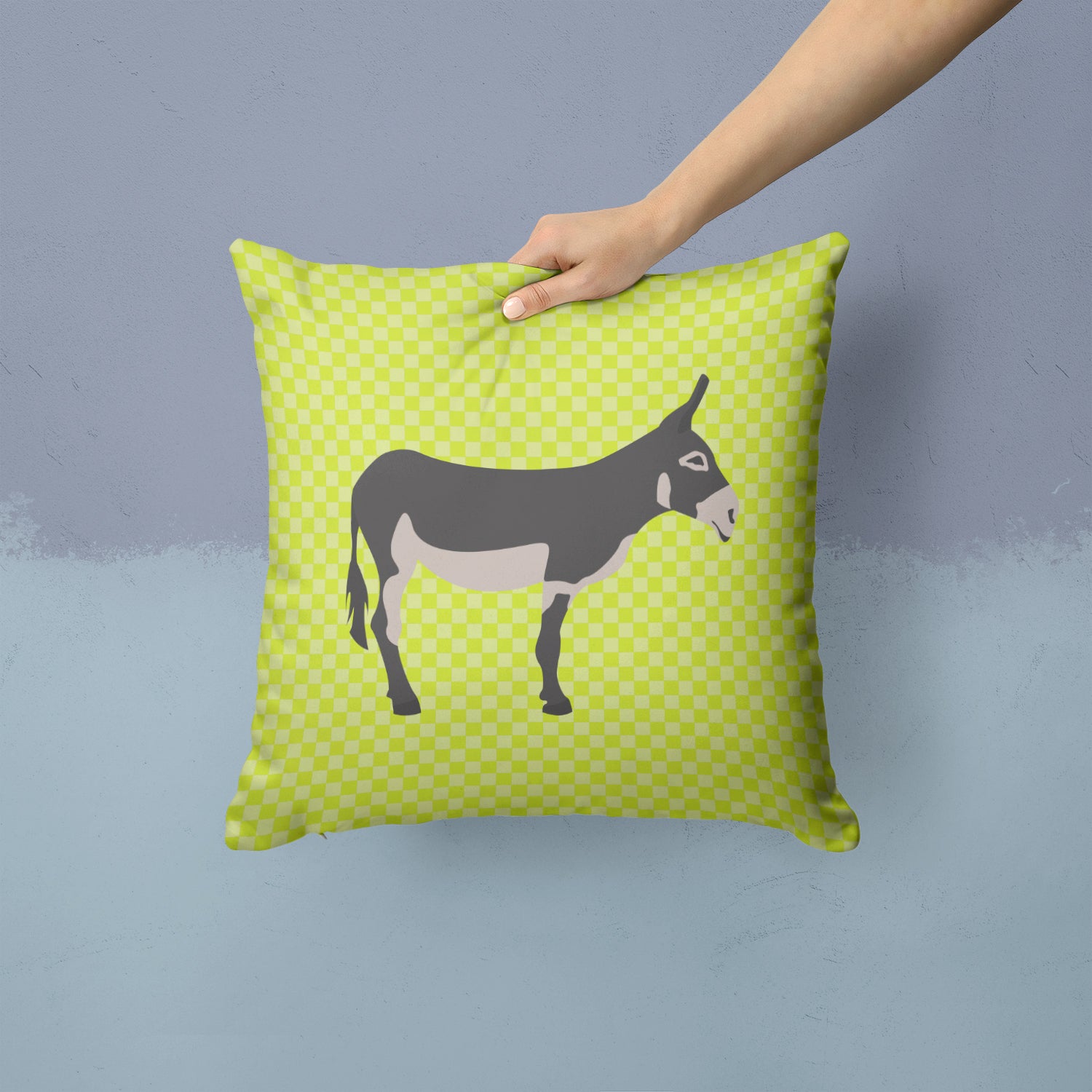 American Mammoth Jack Donkey Green Fabric Decorative Pillow BB7670PW1414 - the-store.com