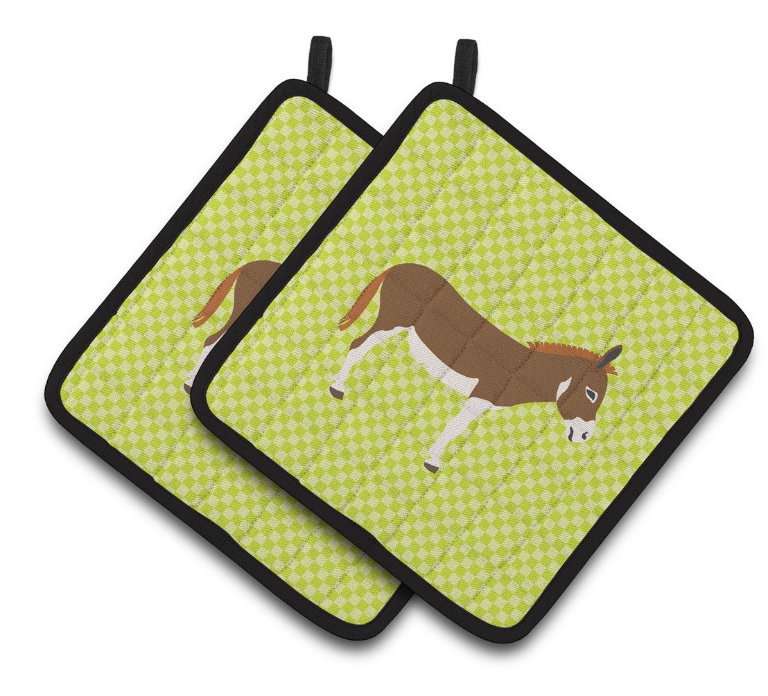 Miniature Mediterranian Donkey Green Pair of Pot Holders BB7673PTHD by Caroline's Treasures