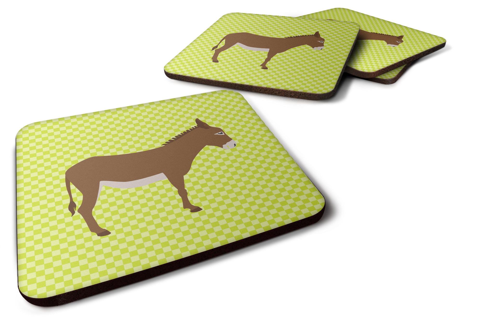 Cotentin Donkey Green Foam Coaster Set of 4 BB7675FC - the-store.com