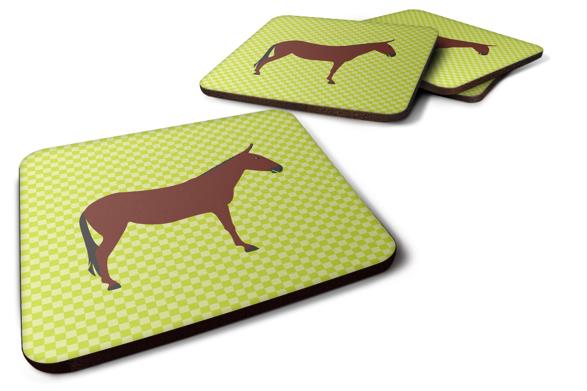 Hinny Horse Donkey Green Foam Coaster Set of 4 BB7676FC - the-store.com