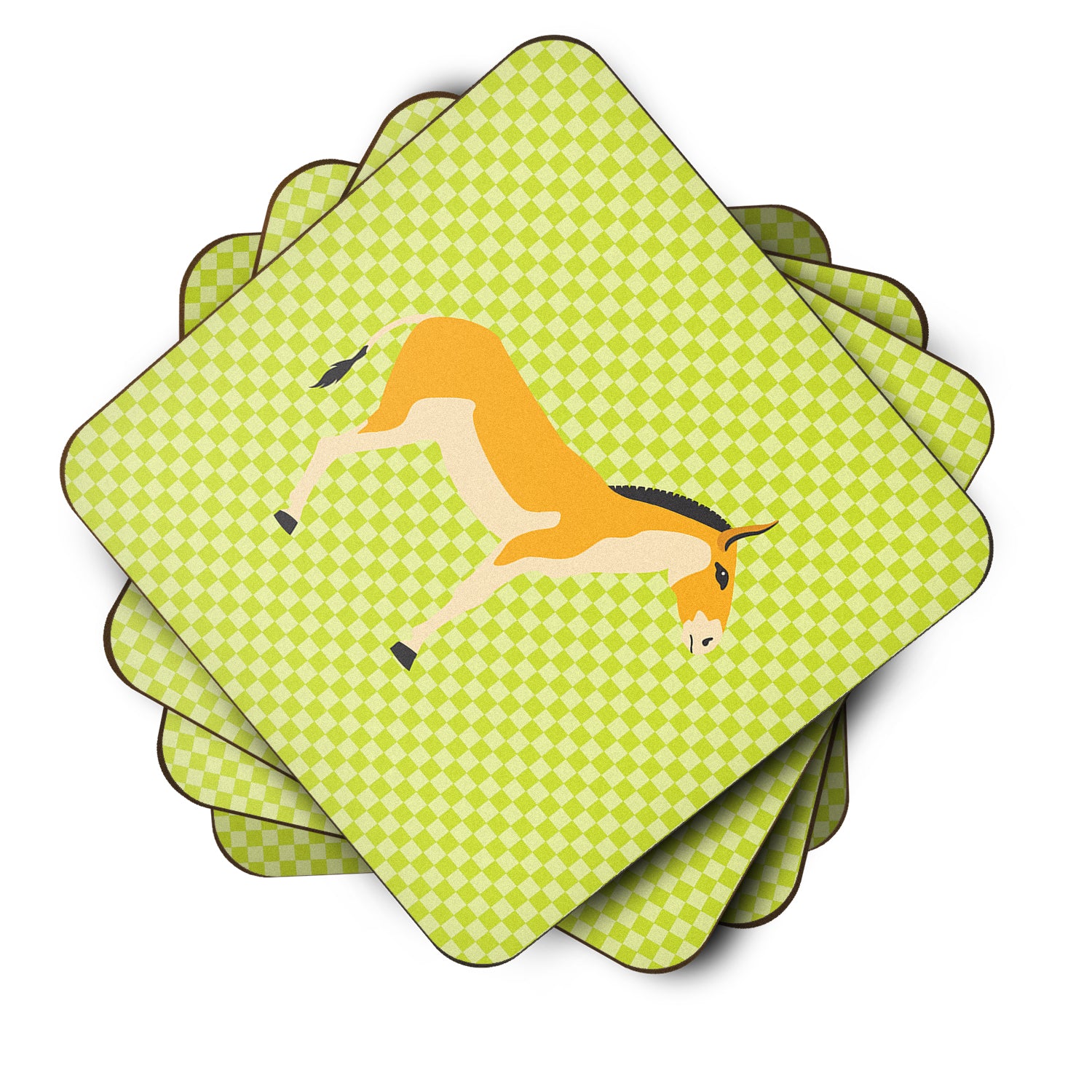 Turkmenian Kulan Donkey Green Foam Coaster Set of 4 BB7680FC - the-store.com