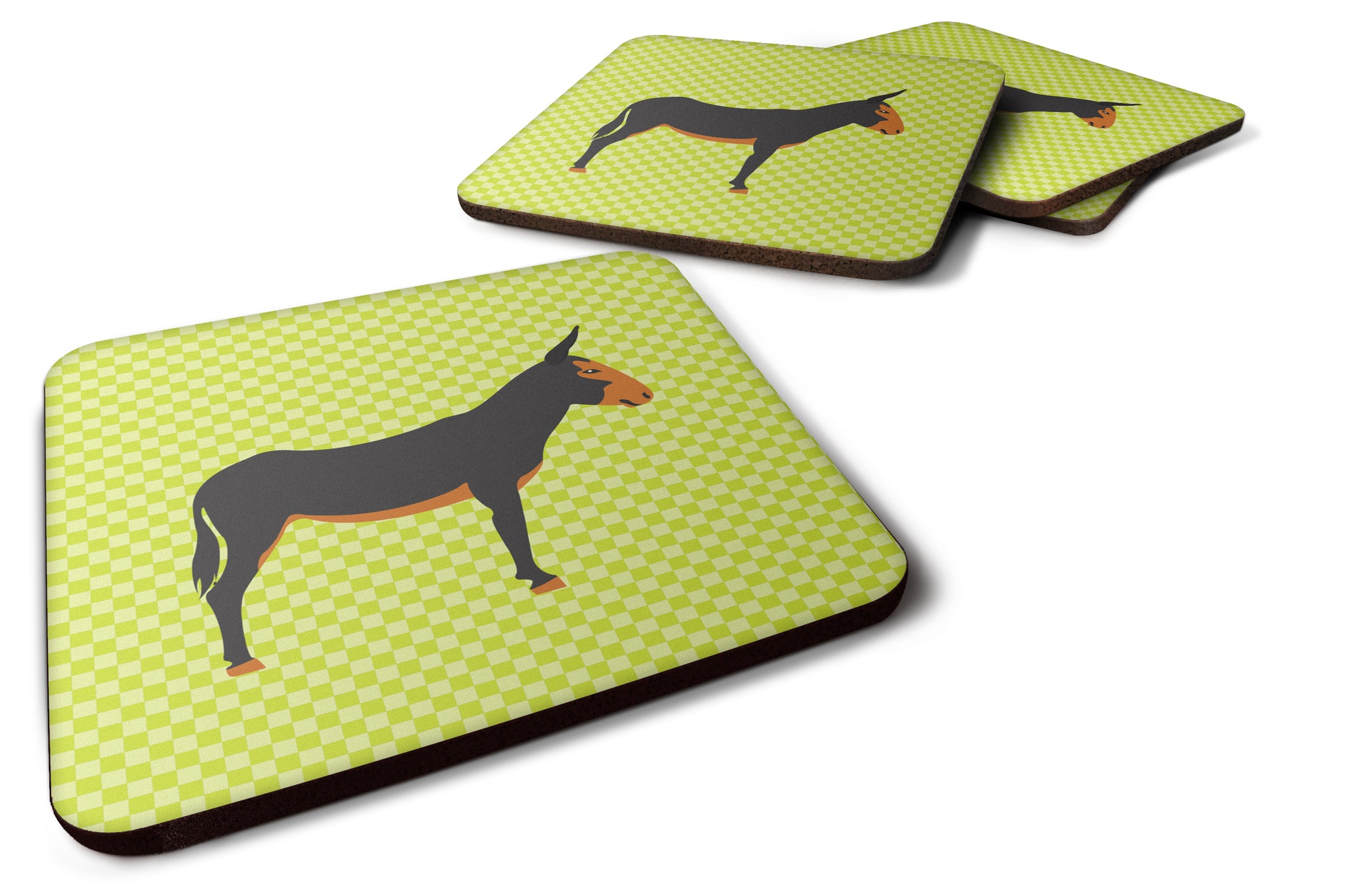 Catalan Donkey Green Foam Coaster Set of 4 BB7681FC - the-store.com