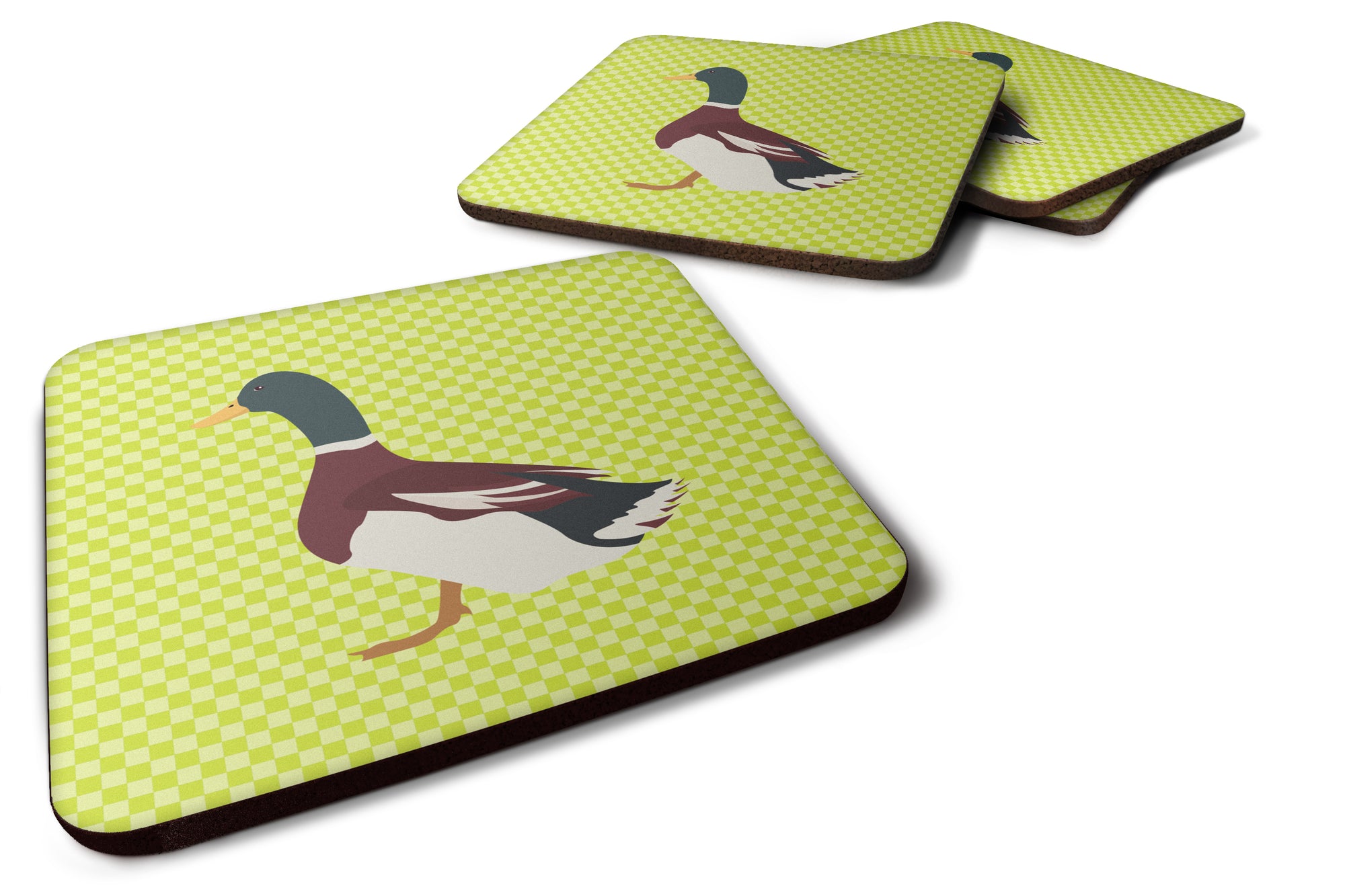 Rouen Duck Green Foam Coaster Set of 4 BB7682FC - the-store.com