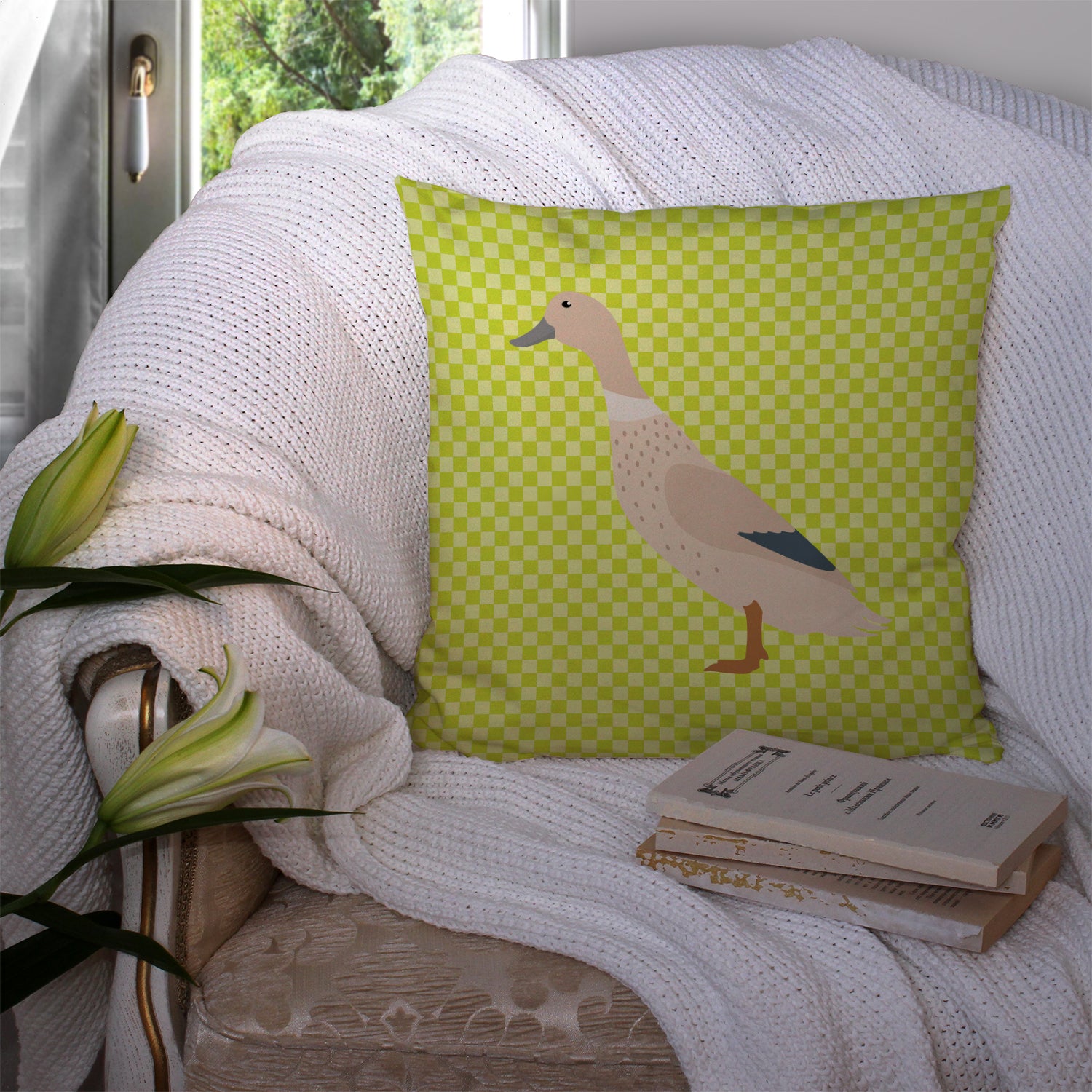 West Harlequin Duck Green Fabric Decorative Pillow BB7684PW1414 - the-store.com