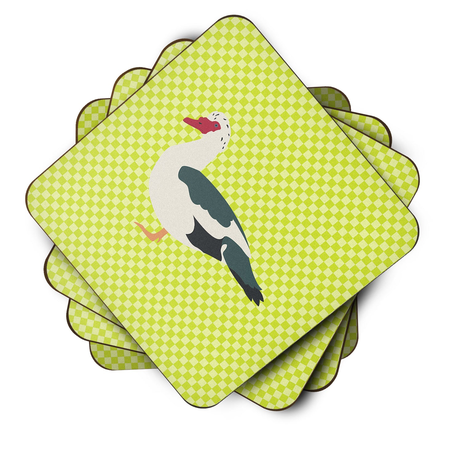 Muscovy Duck Green Foam Coaster Set of 4 BB7690FC - the-store.com