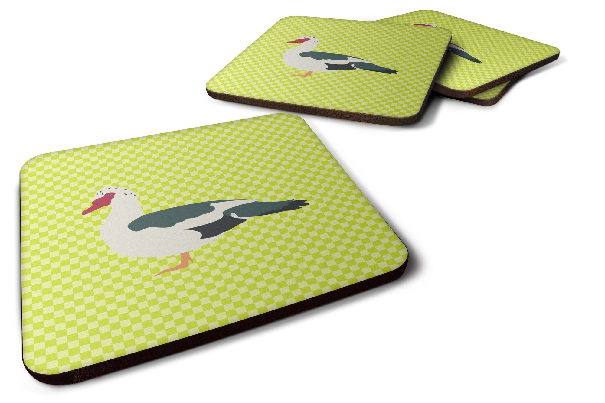 Muscovy Duck Green Foam Coaster Set of 4 BB7690FC - the-store.com