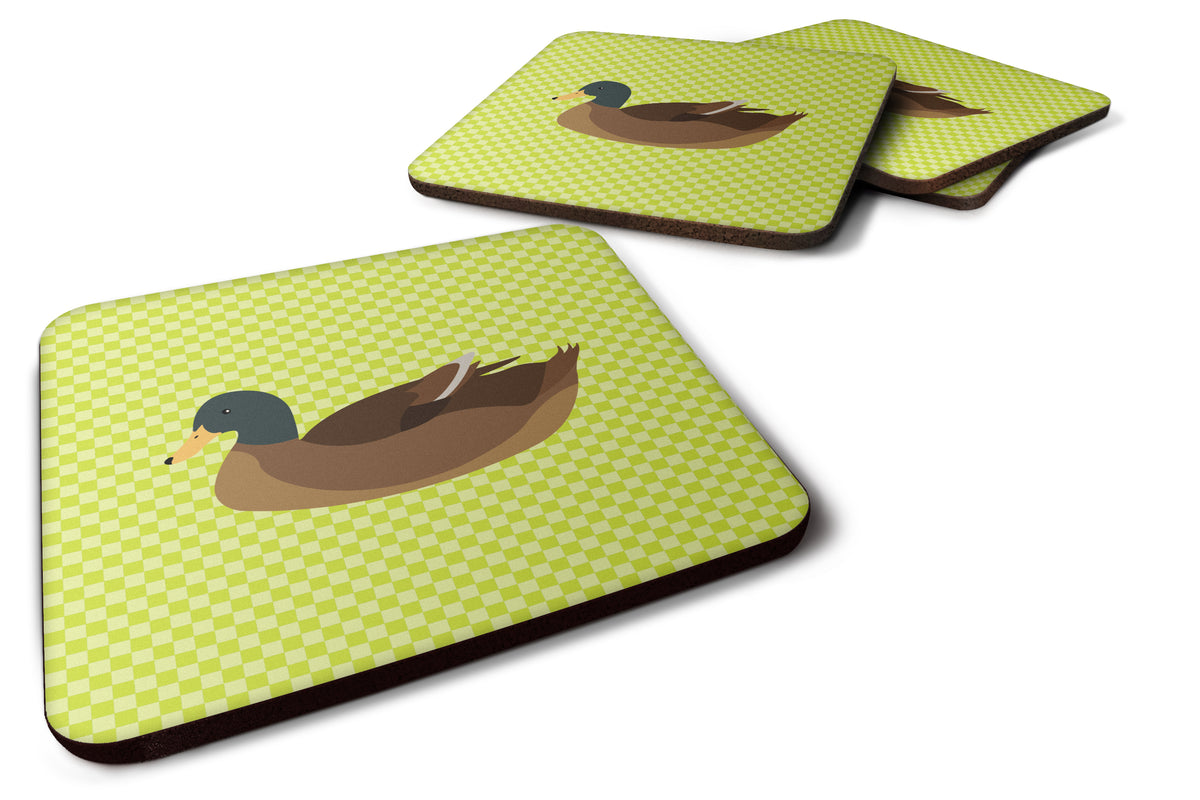 Khaki Campbell Duck Green Foam Coaster Set of 4 BB7692FC - the-store.com