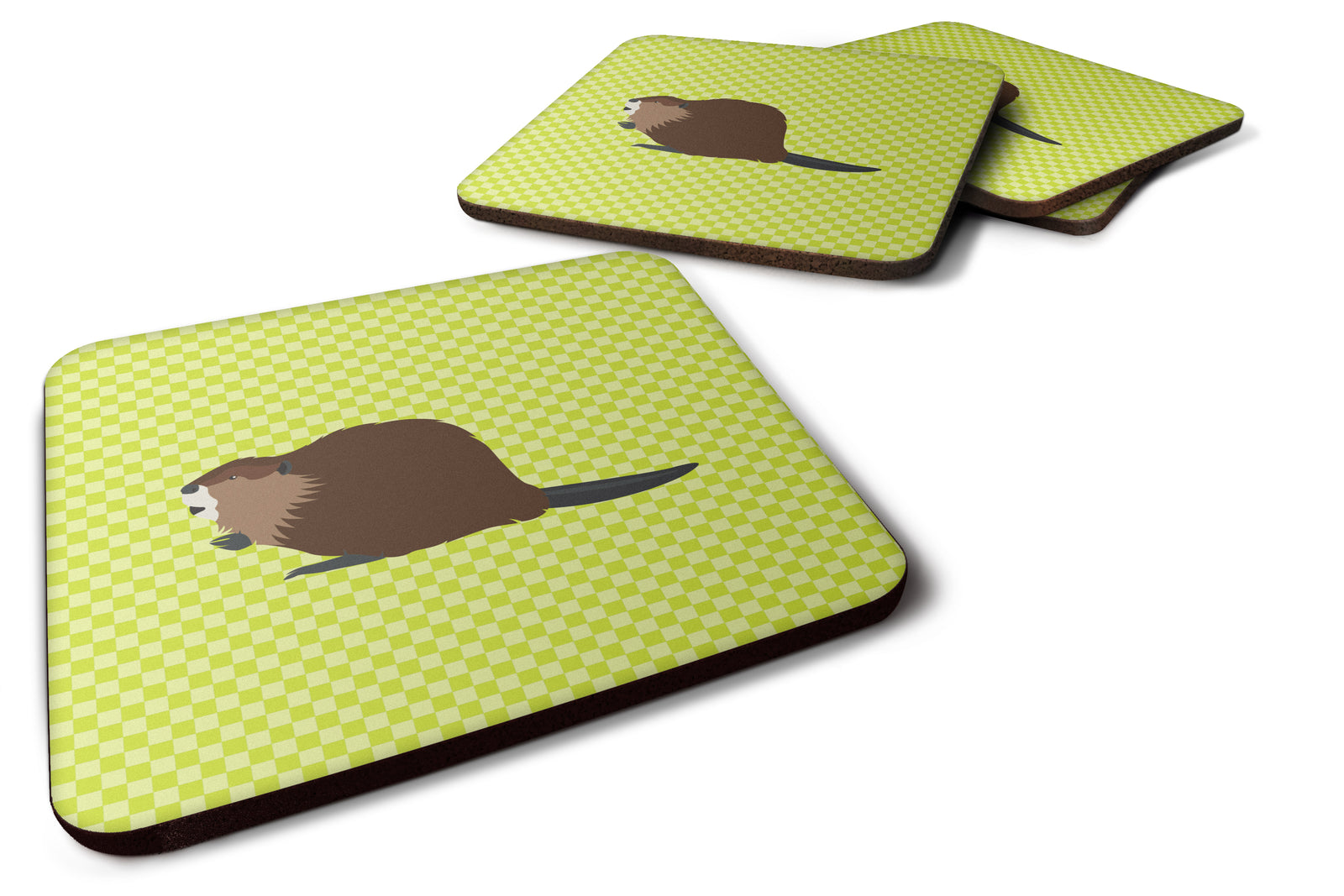 Eurasian Beaver Green Foam Coaster Set of 4 BB7699FC - the-store.com