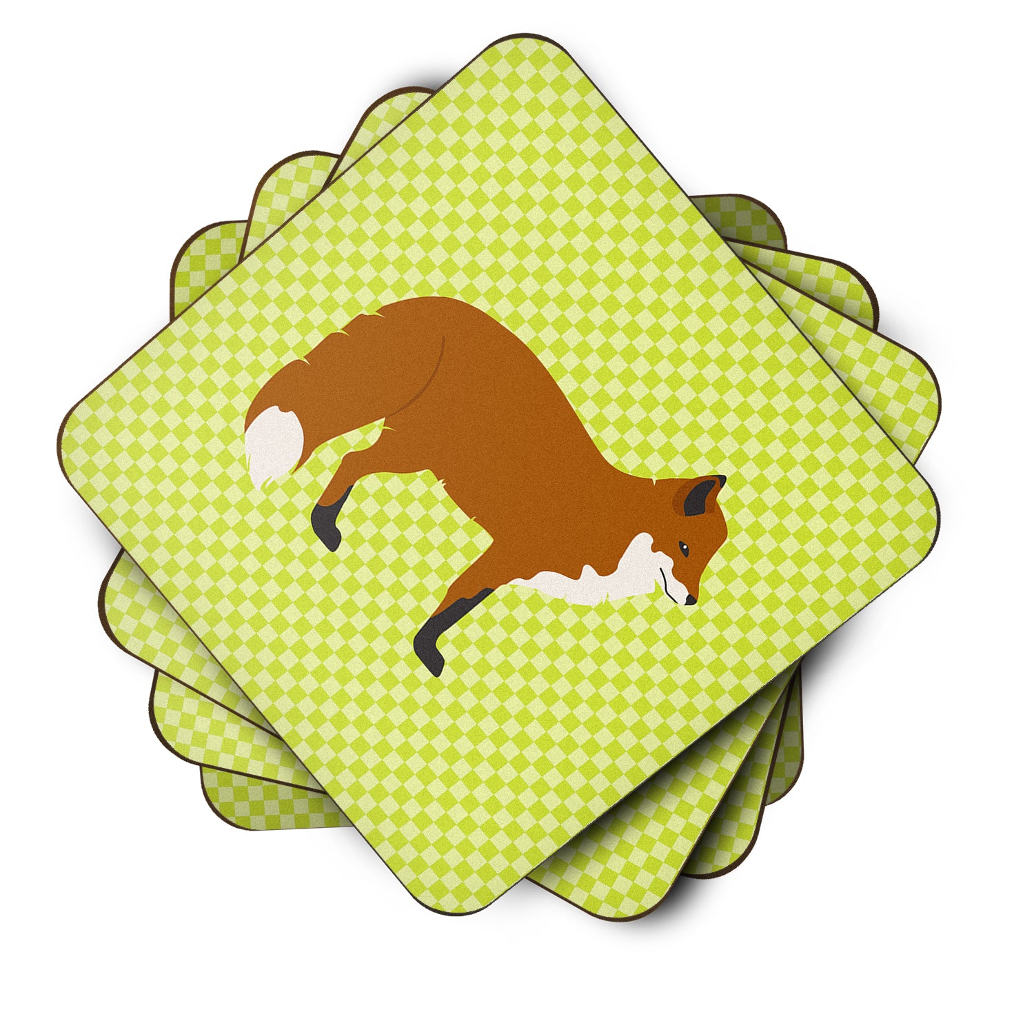 Red Fox Green Foam Coaster Set of 4 BB7702FC - the-store.com