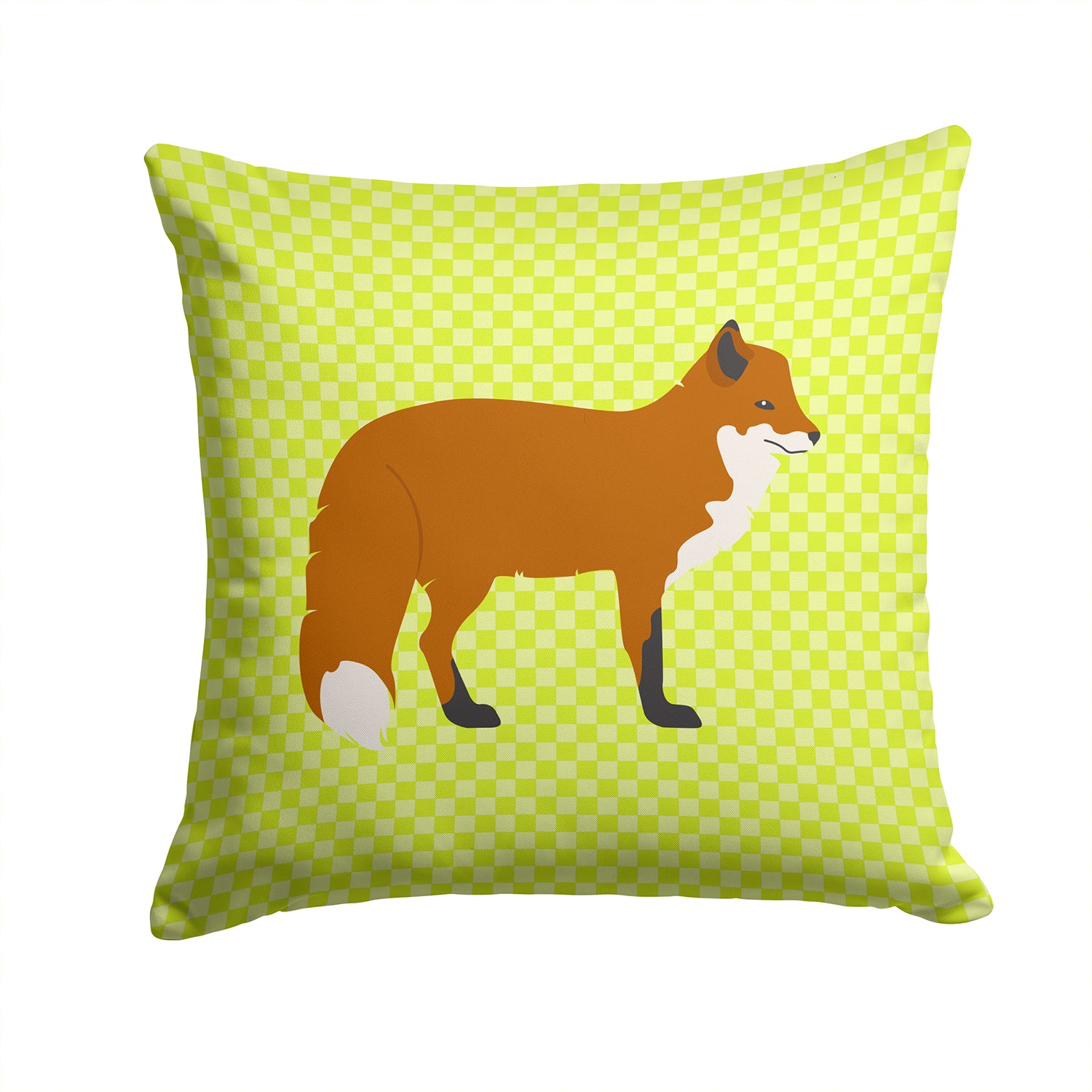 Red Fox Green Fabric Decorative Pillow BB7702PW1414 - the-store.com