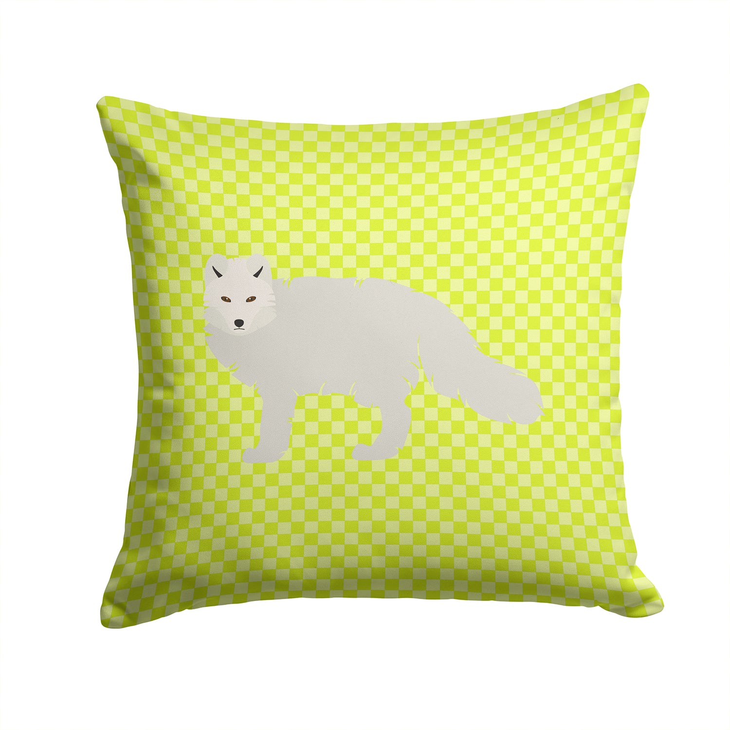 White Arctic Fox Green Fabric Decorative Pillow BB7703PW1414 - the-store.com