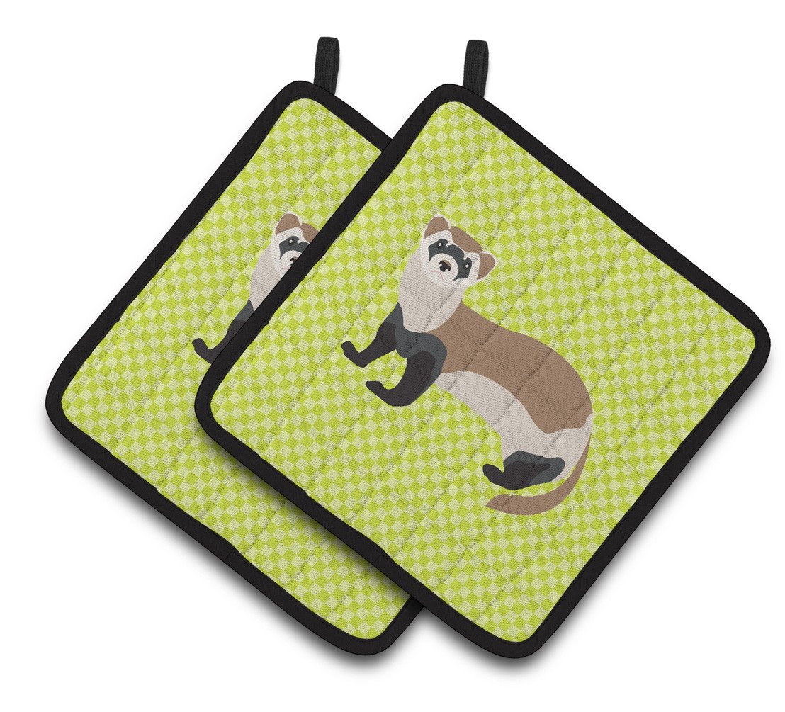 Ferret Green Pair of Pot Holders BB7704PTHD by Caroline's Treasures