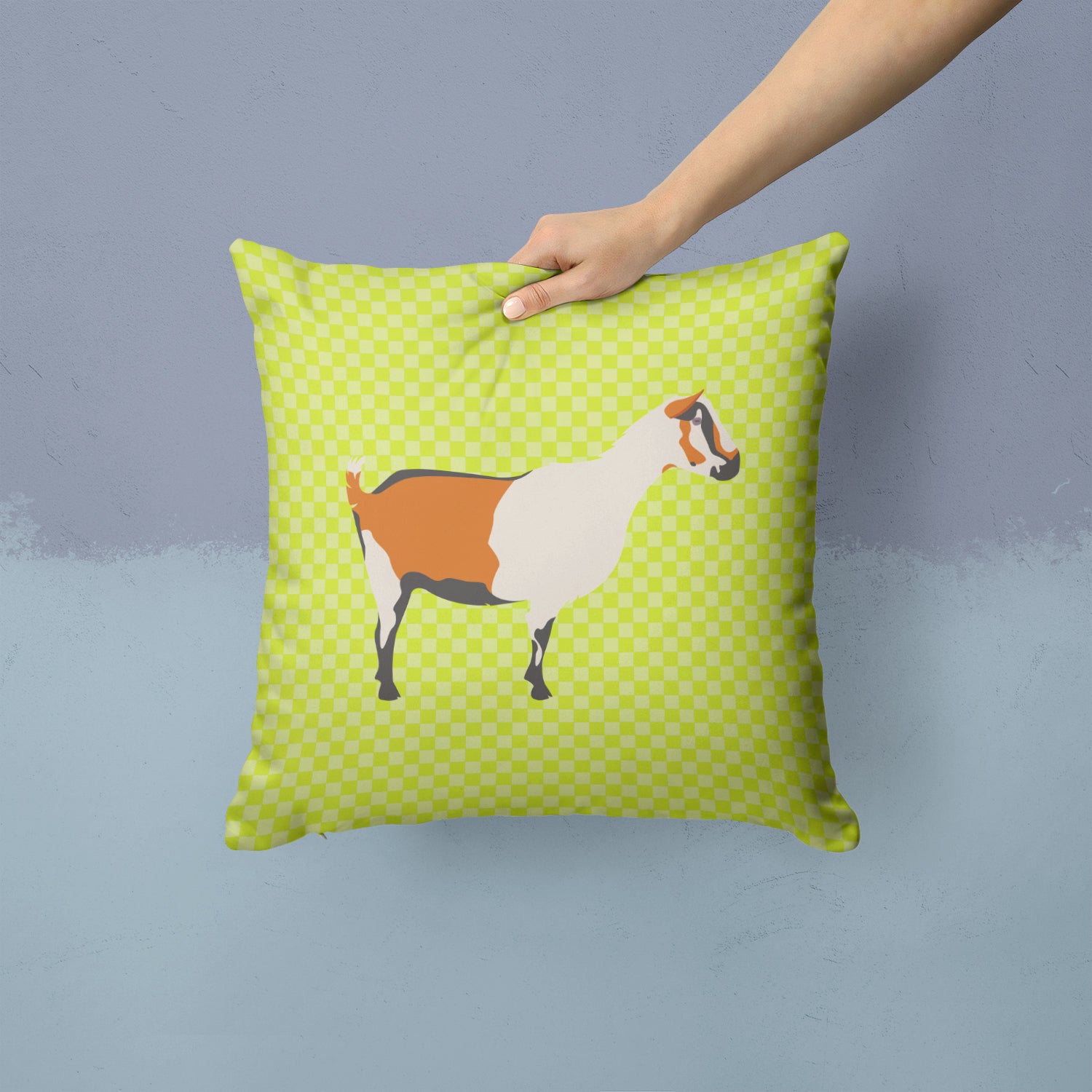 Alpine Goat Green Fabric Decorative Pillow BB7706PW1414 - the-store.com