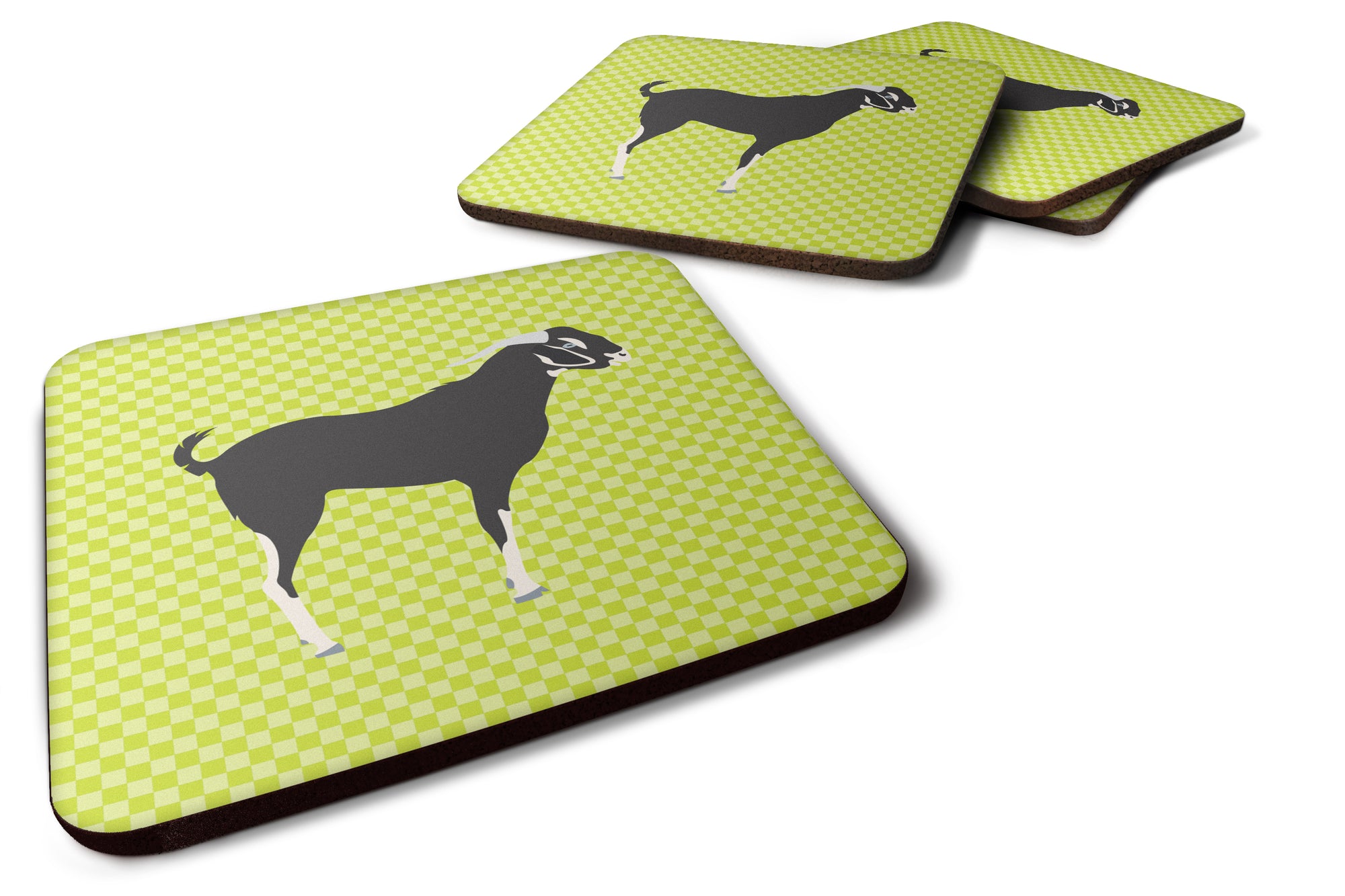 Black Bengal Goat Green Foam Coaster Set of 4 BB7710FC - the-store.com