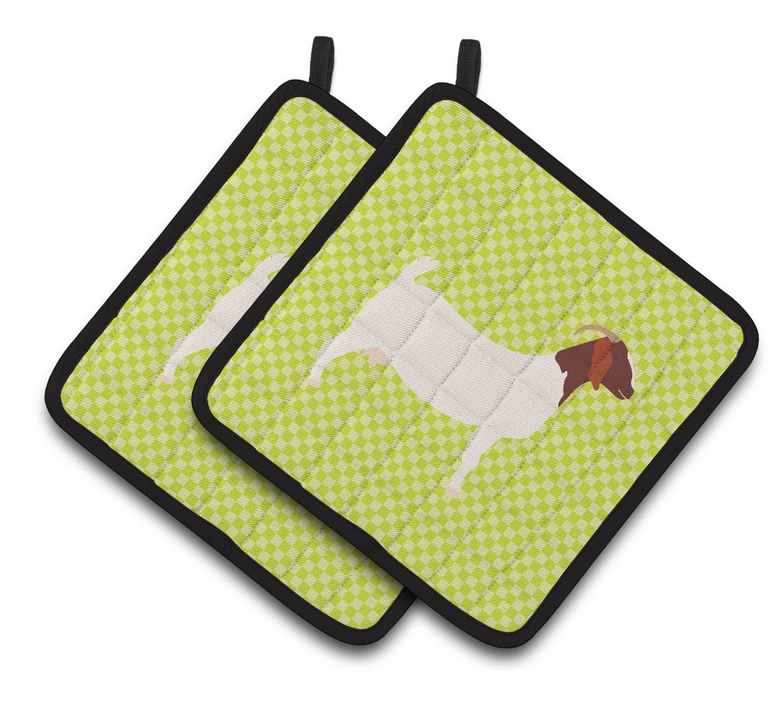 Boer Goat Green Pair of Pot Holders BB7712PTHD by Caroline&#39;s Treasures