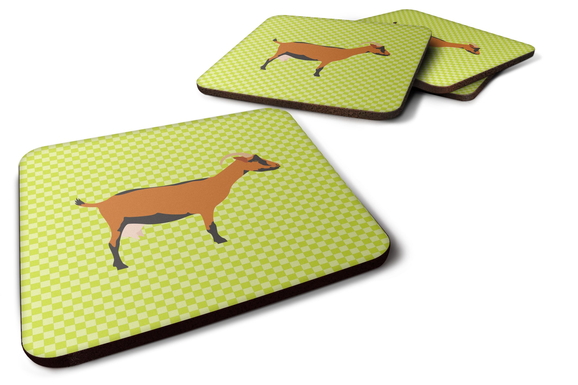 Oberhasli Goat Green Foam Coaster Set of 4 BB7714FC - the-store.com