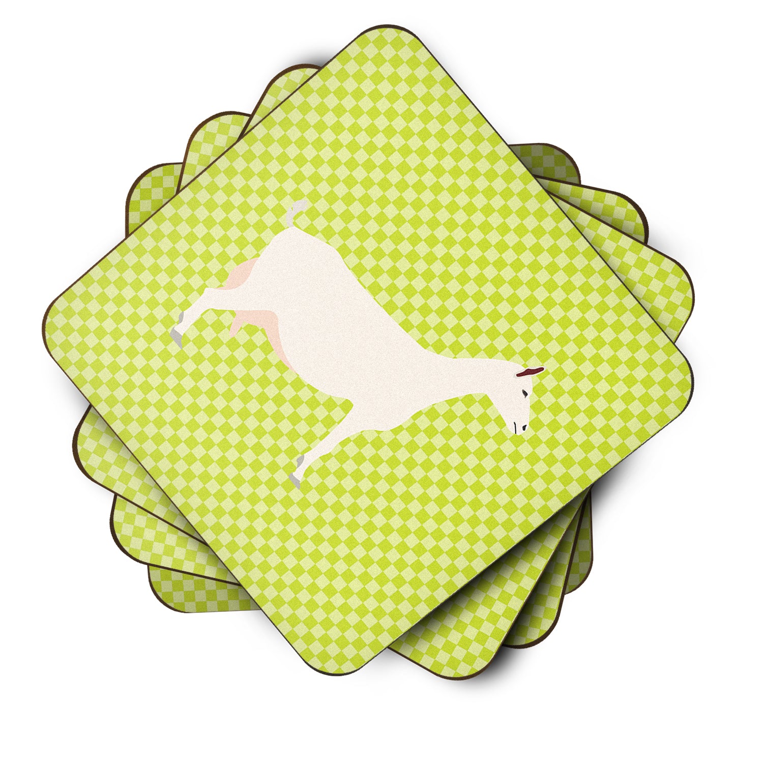 Saanen Goat Green Foam Coaster Set of 4 BB7715FC - the-store.com