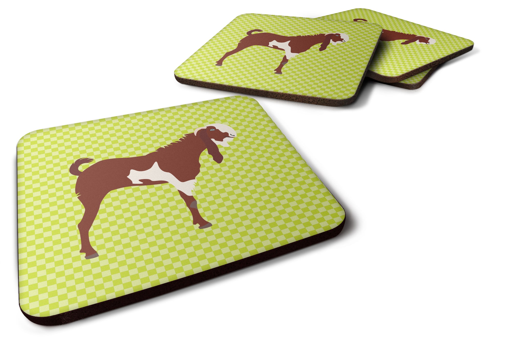 Jamnapari Goat Green Foam Coaster Set of 4 BB7716FC - the-store.com