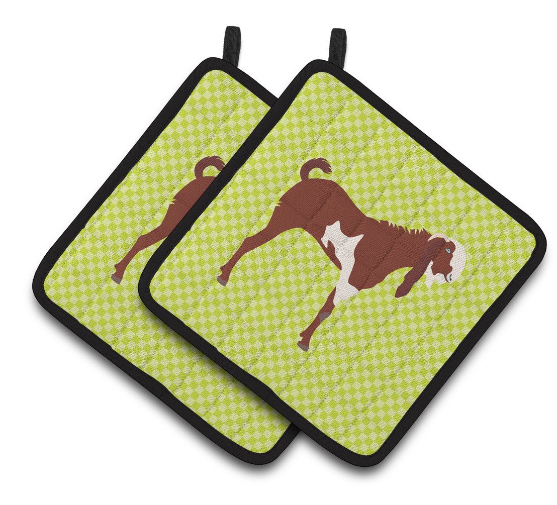 Jamnapari Goat Green Pair of Pot Holders BB7716PTHD by Caroline's Treasures