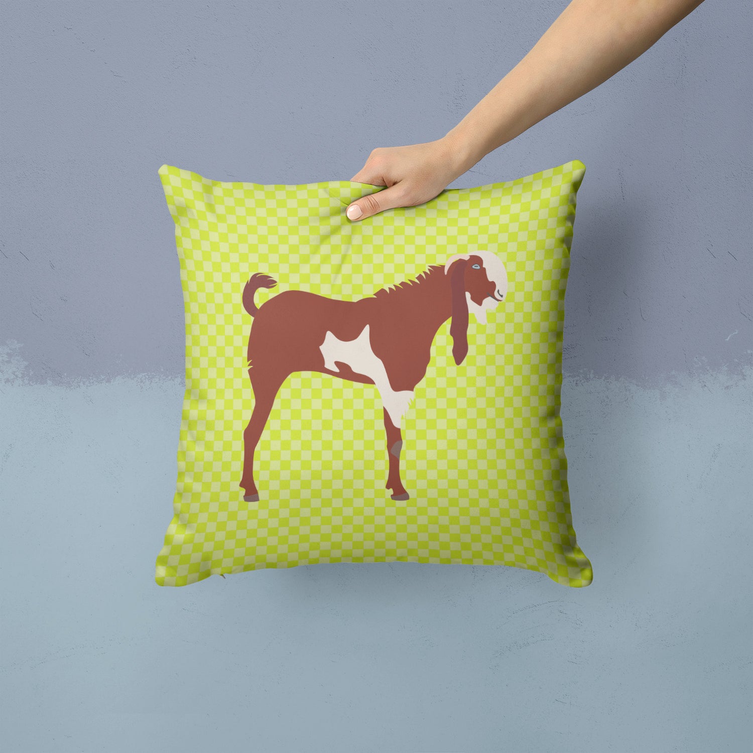 Jamnapari Goat Green Fabric Decorative Pillow BB7716PW1414 - the-store.com