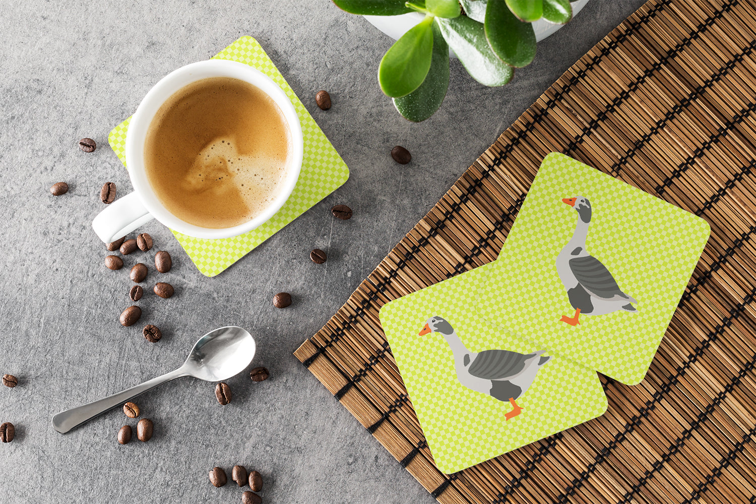 West of England Goose Green Foam Coaster Set of 4 BB7721FC - the-store.com