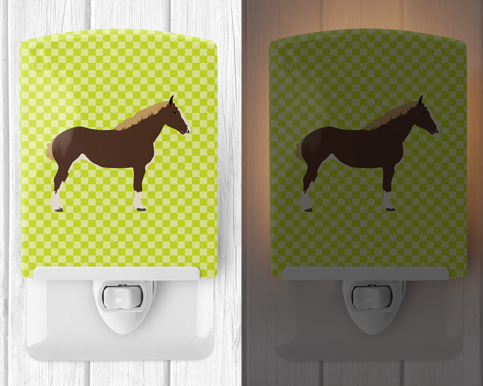 Percheron Horse Green Ceramic Night Light BB7732CNL - the-store.com