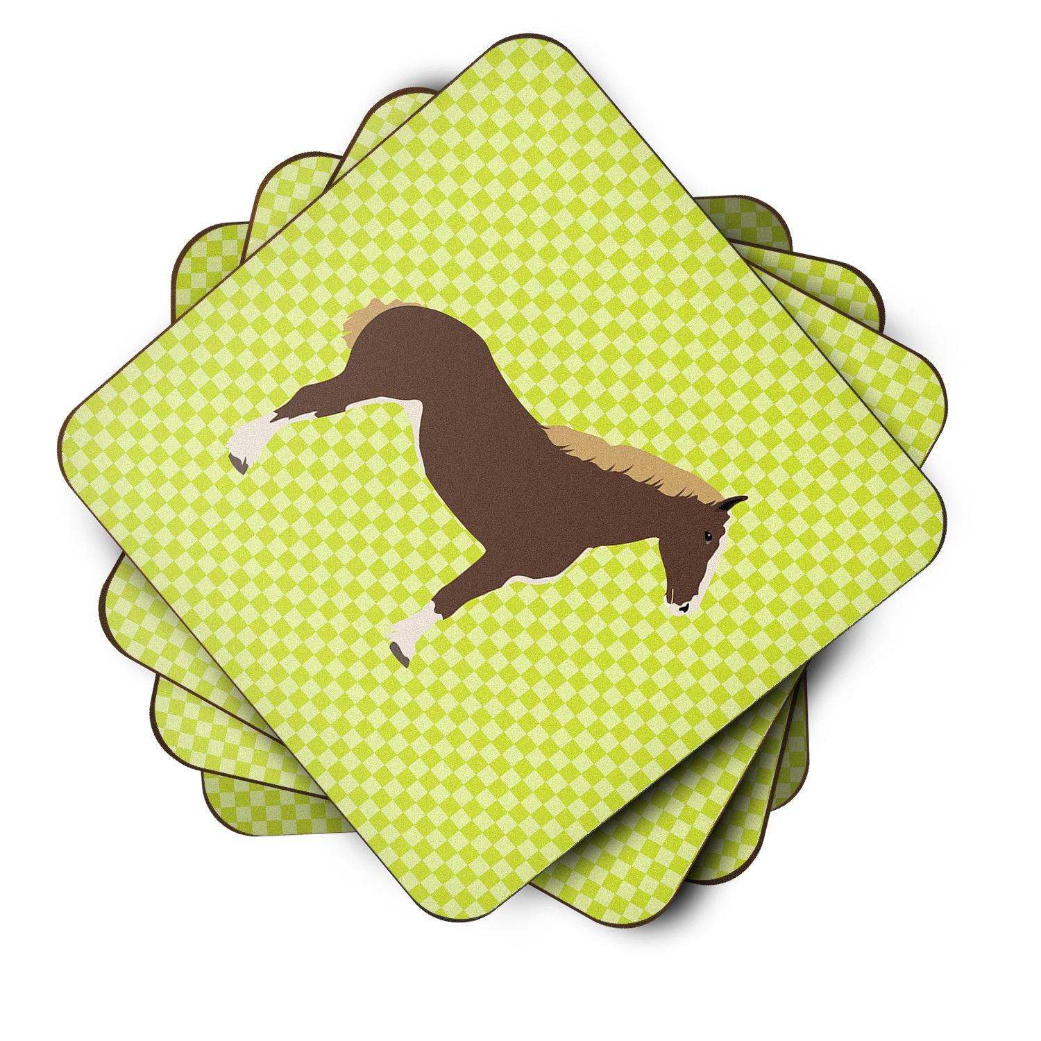 Percheron Horse Green Foam Coaster Set of 4 BB7732FC - the-store.com