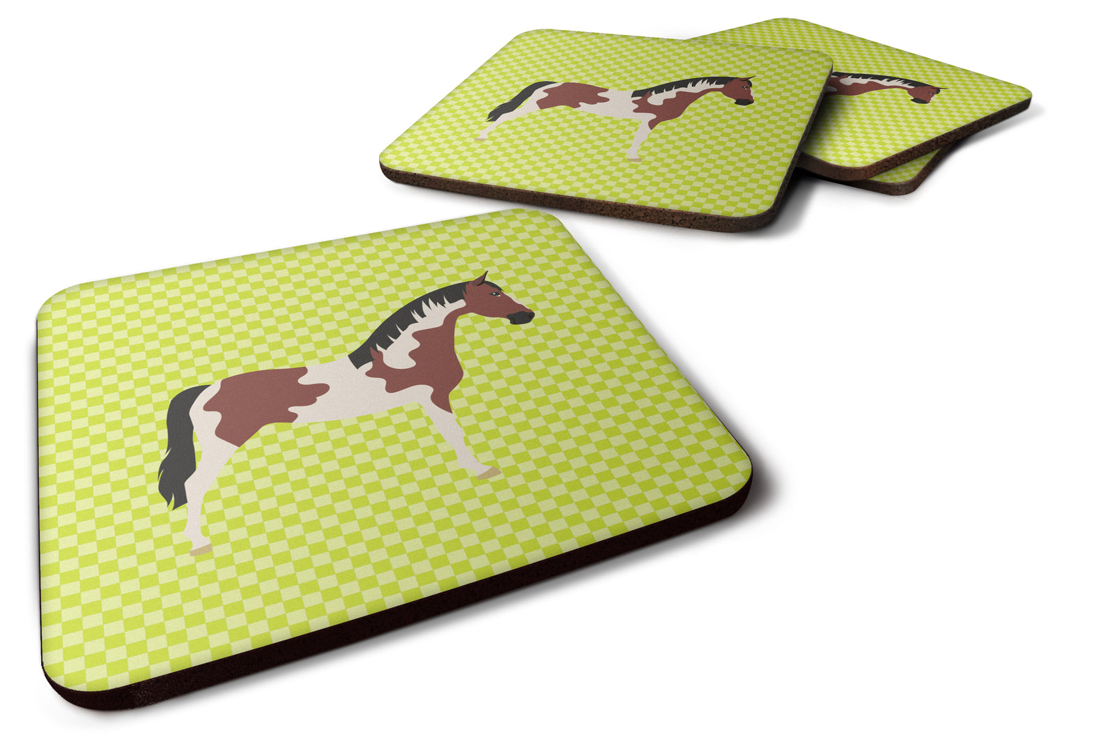 Pinto Horse Green Foam Coaster Set of 4 BB7733FC - the-store.com