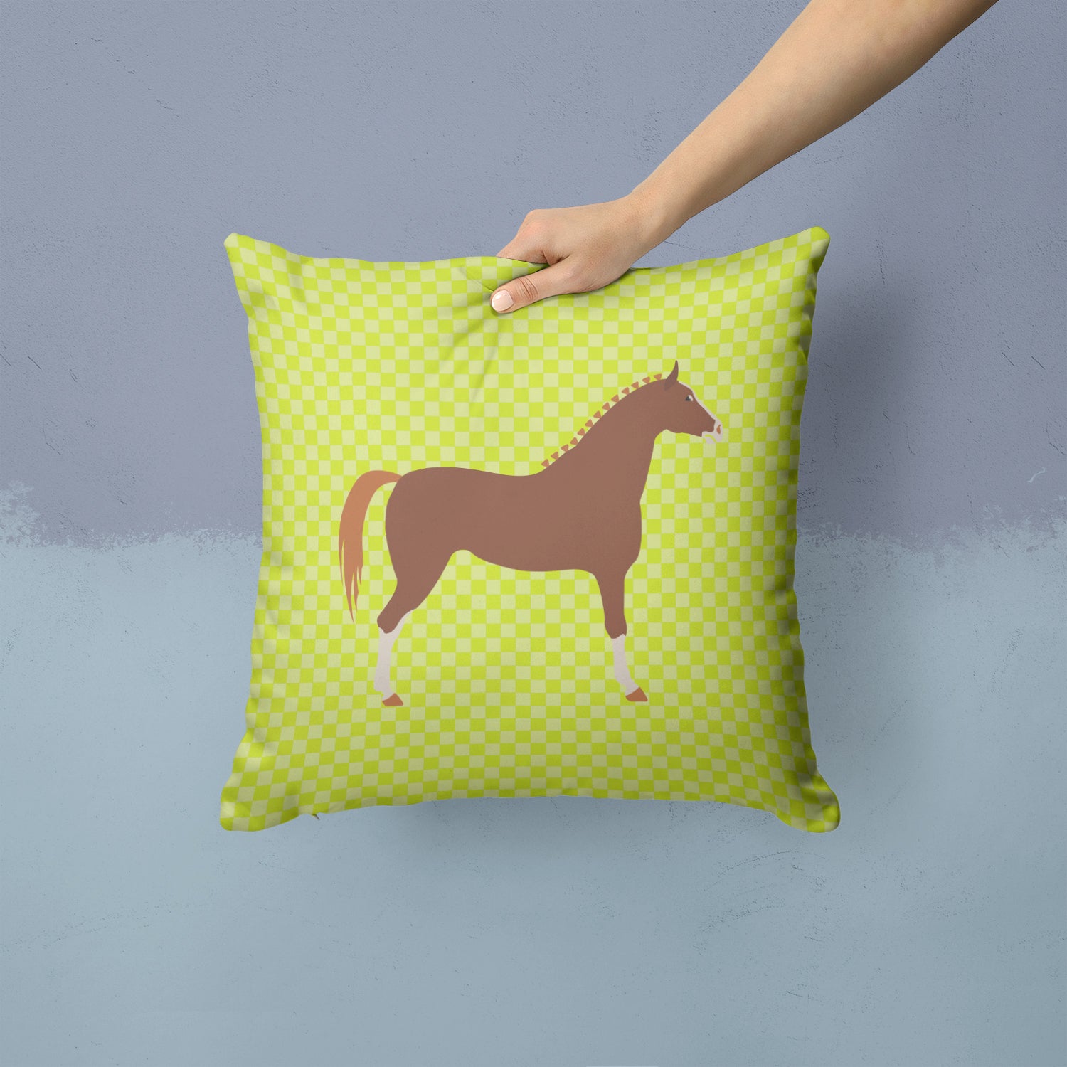 Hannoverian Horse Green Fabric Decorative Pillow BB7735PW1414 - the-store.com