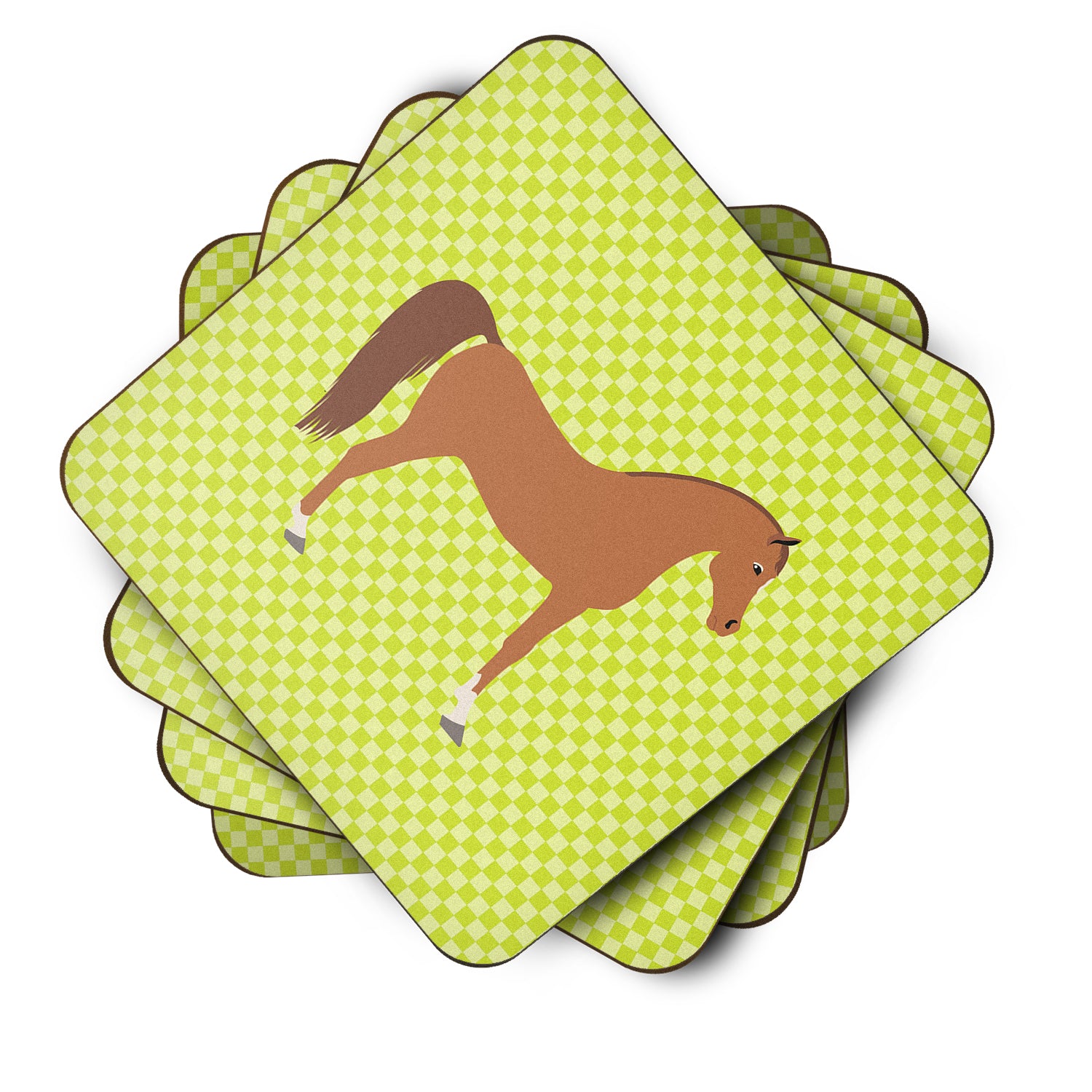 Arabian Horse Green Foam Coaster Set of 4 BB7737FC - the-store.com