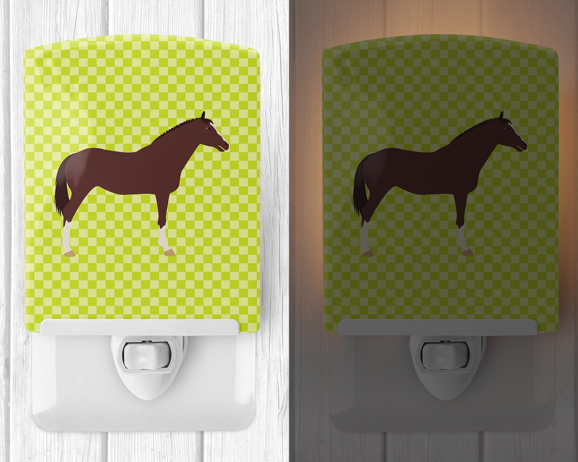 English Thoroughbred Horse Green Ceramic Night Light BB7739CNL - the-store.com