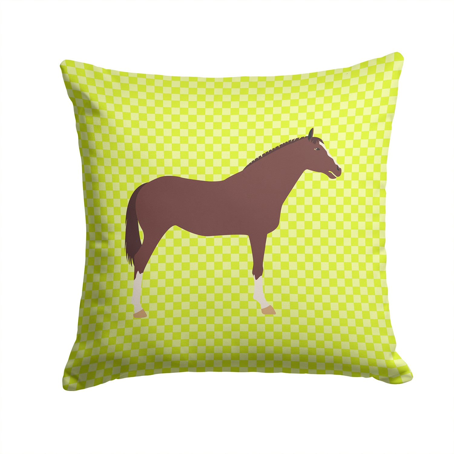 English Thoroughbred Horse Green Fabric Decorative Pillow BB7739PW1414 - the-store.com