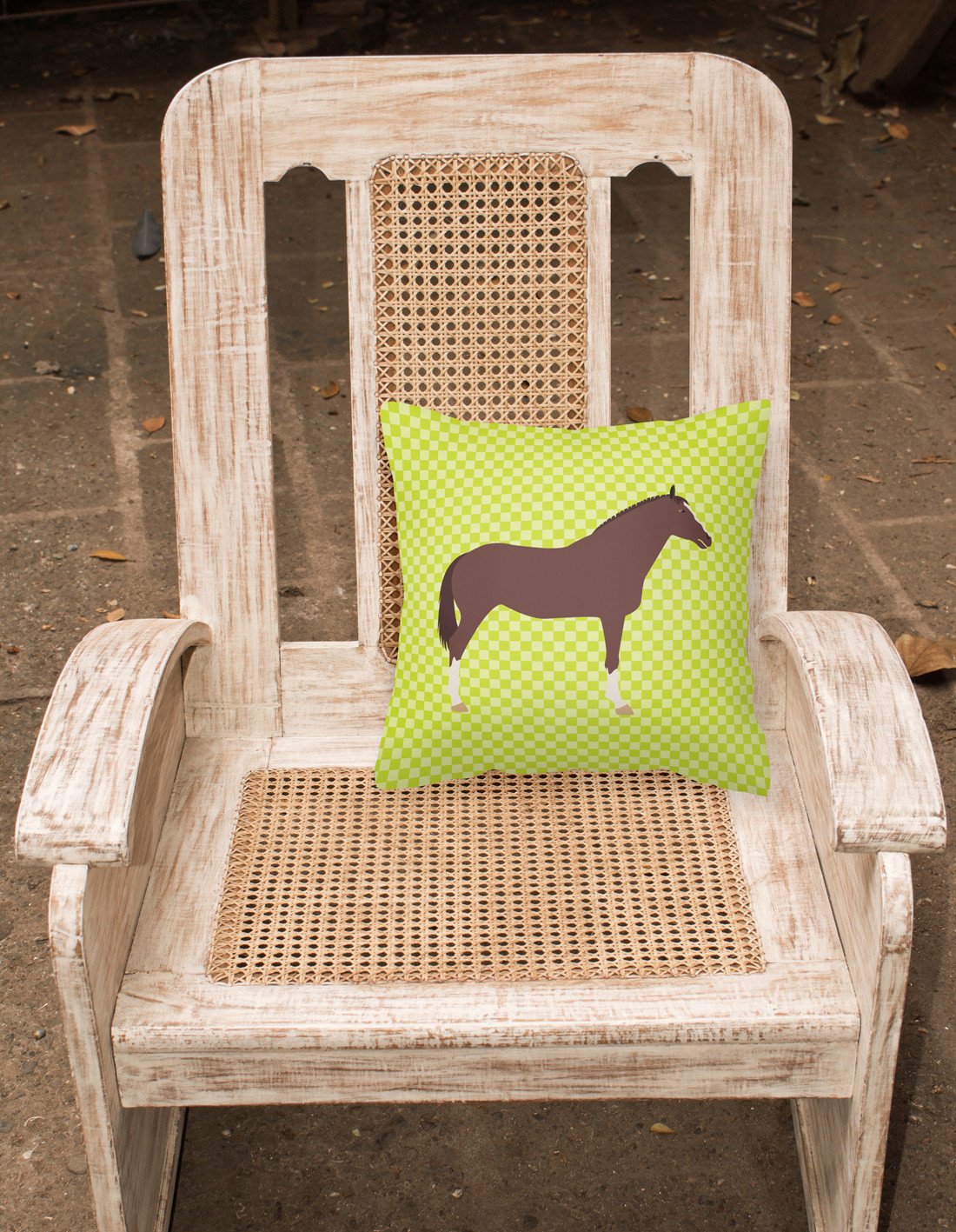 English Thoroughbred Horse Green Fabric Decorative Pillow BB7739PW1818 by Caroline's Treasures