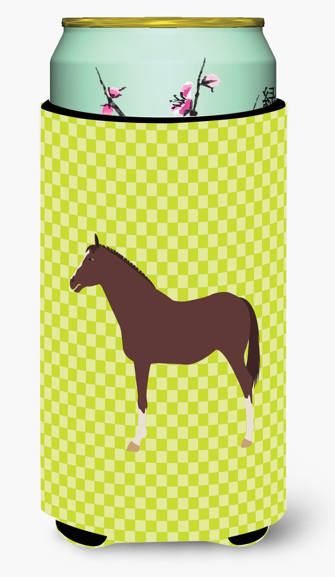 English Thoroughbred Horse Green Tall Boy Beverage Insulator Hugger BB7739TBC by Caroline's Treasures