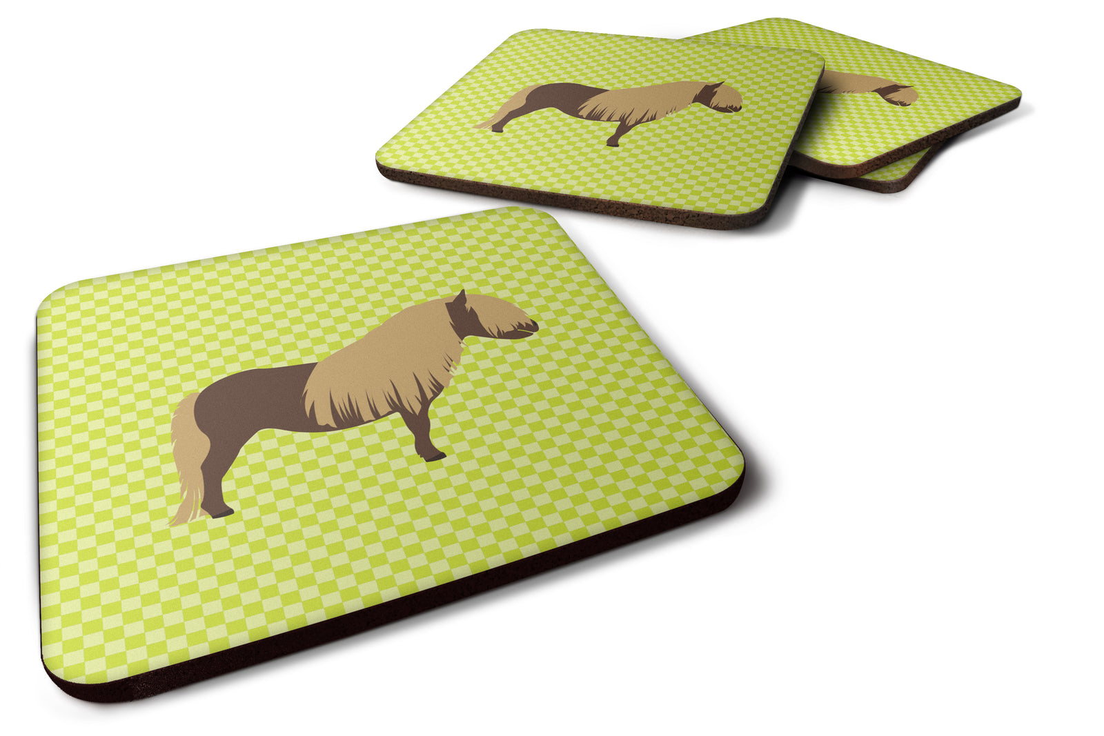 Shetland Pony Horse Green Foam Coaster Set of 4 BB7740FC - the-store.com