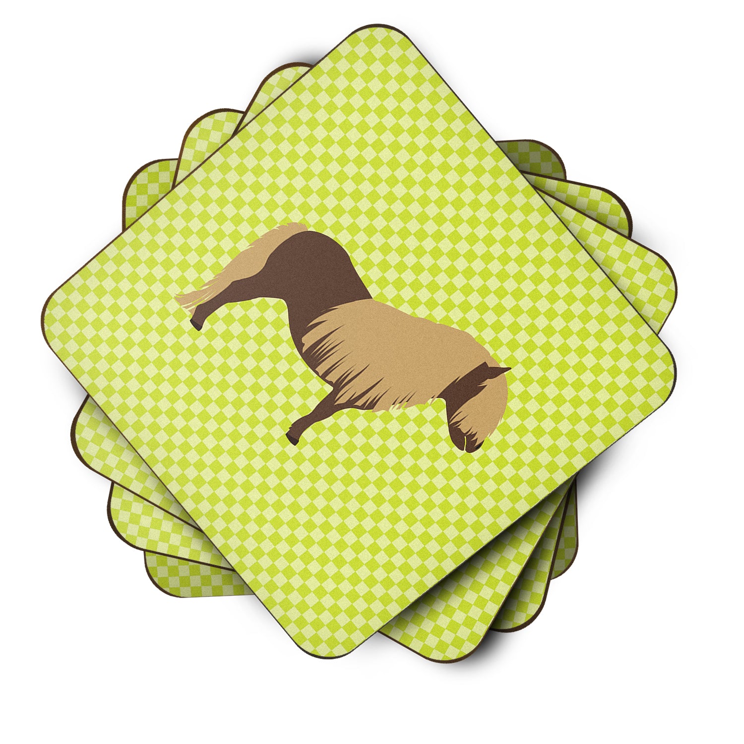 Shetland Pony Horse Green Foam Coaster Set of 4 BB7740FC - the-store.com