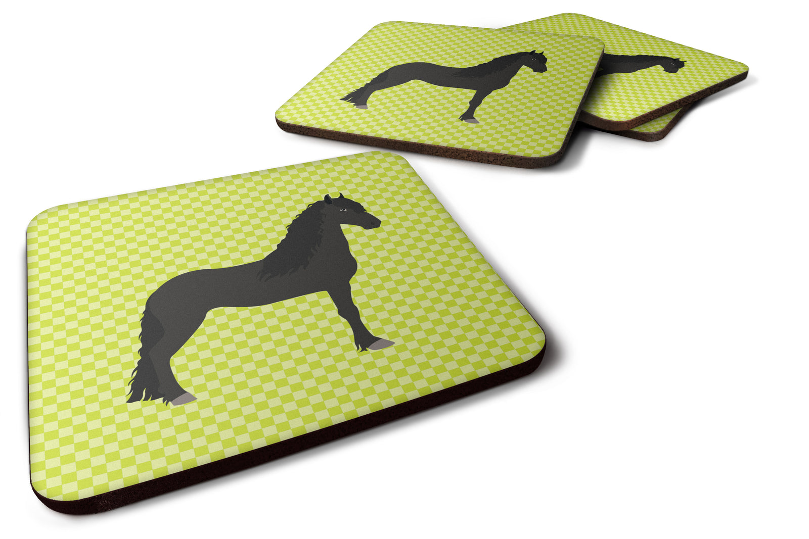 Friesian Horse Green Foam Coaster Set of 4 BB7741FC - the-store.com