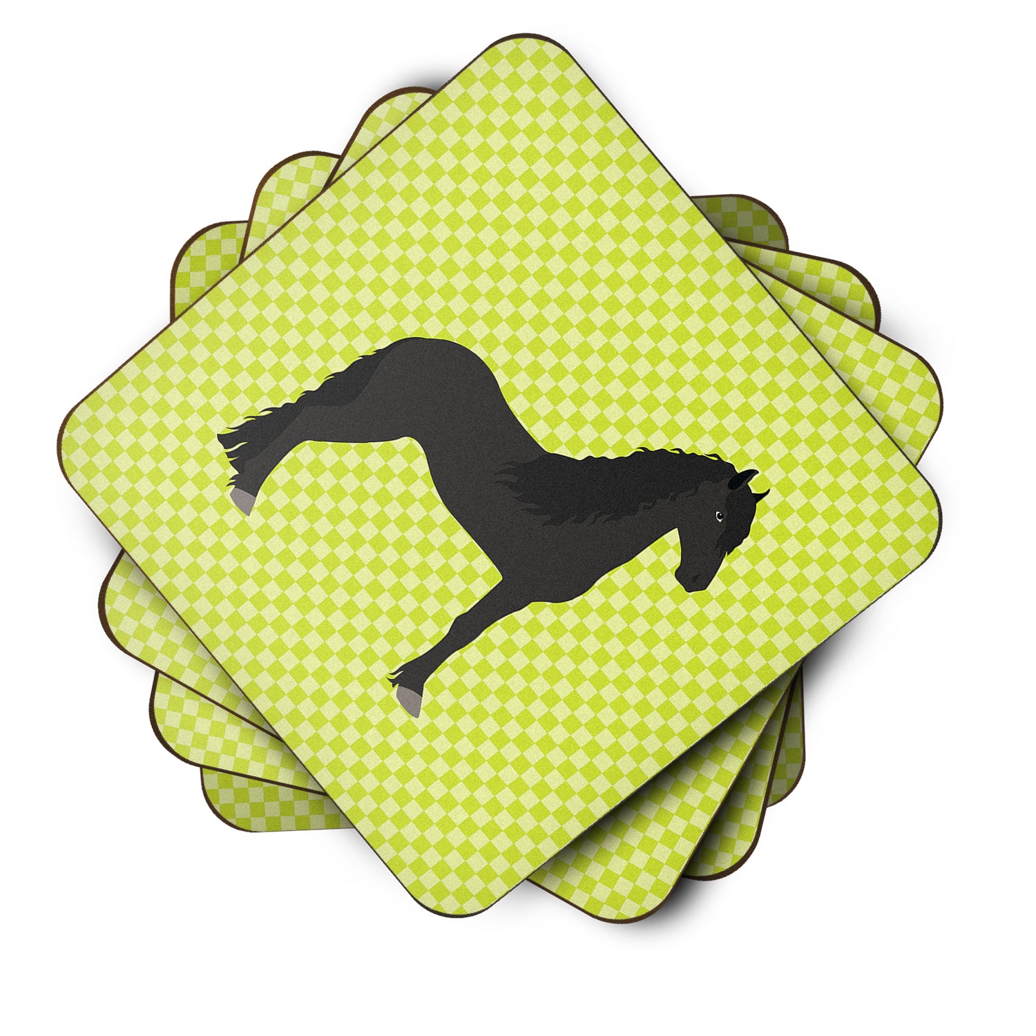 Friesian Horse Green Foam Coaster Set of 4 BB7741FC - the-store.com