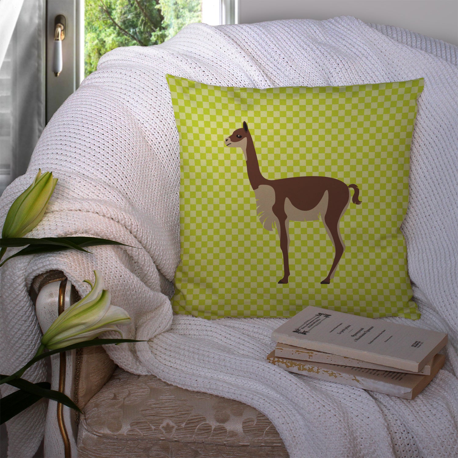 Vicugna or Vicuna Green Fabric Decorative Pillow BB7743PW1414 - the-store.com