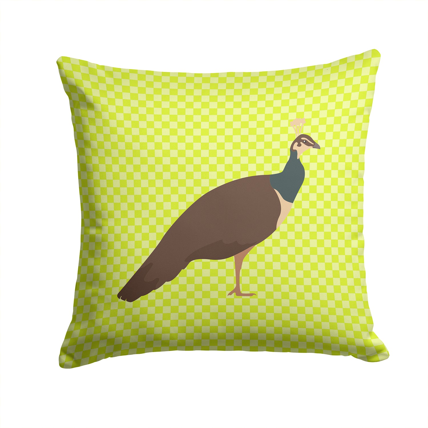 Indian Peahen Peafowl Green Fabric Decorative Pillow BB7753PW1414 - the-store.com