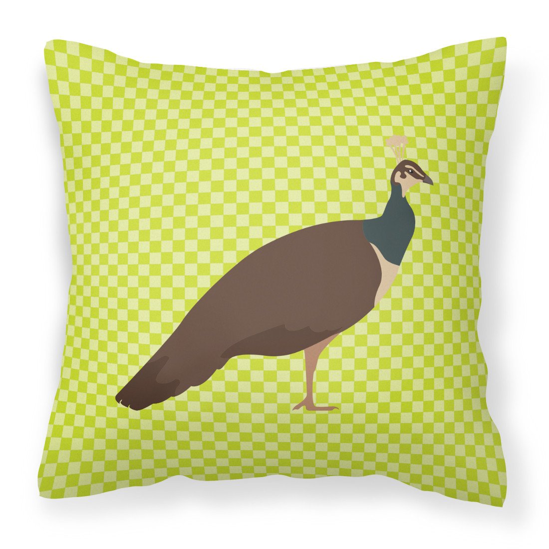 Indian Peahen Peafowl Green Fabric Decorative Pillow BB7753PW1818 by Caroline&#39;s Treasures