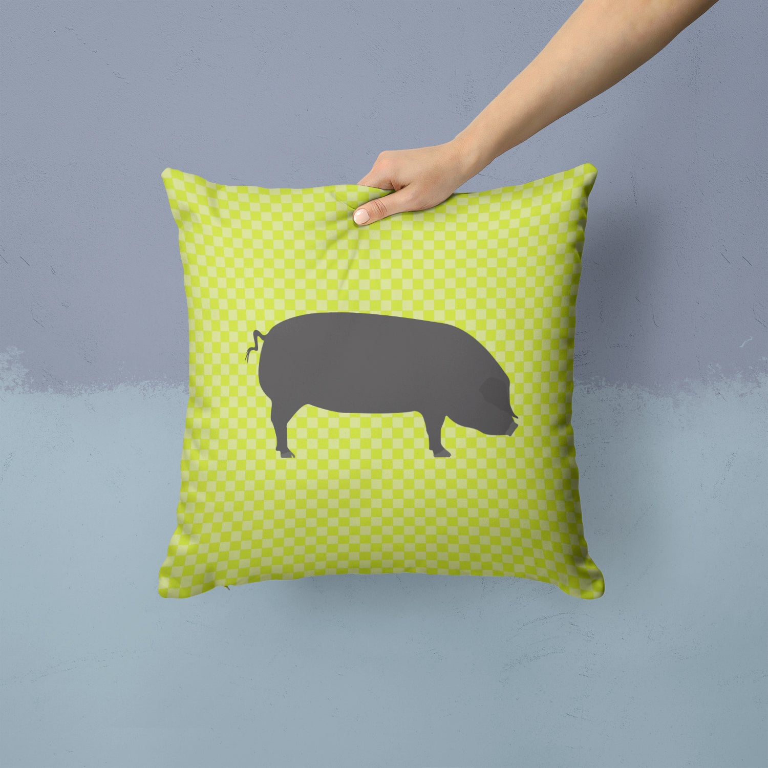 Devon Large Black Pig Green Fabric Decorative Pillow BB7757PW1414 - the-store.com